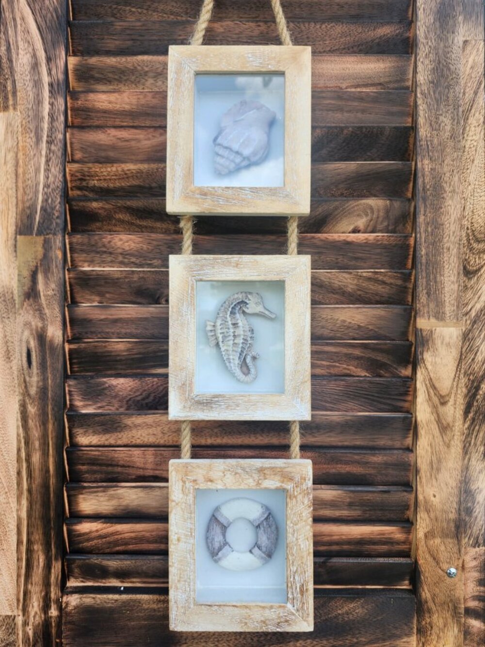 Beach nautical themed 3-piece shadow-box wall hanging
